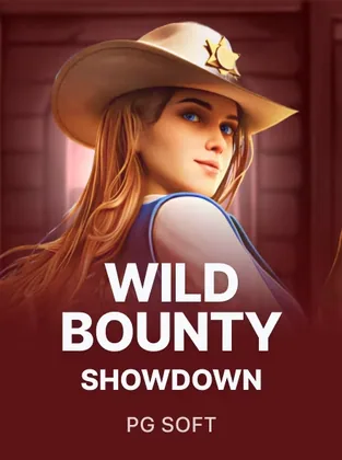 Portada del juego Wild Bounty Showdown: mujer pelirroja con sombrero de sheriff mirando por encima del hombro, con un salón de fondo
