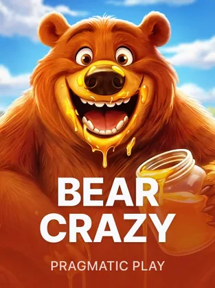 Portada del juego Bear Crazy: oso pardo animado relamiéndose junto a un tarro de miel sobre fondo naranja